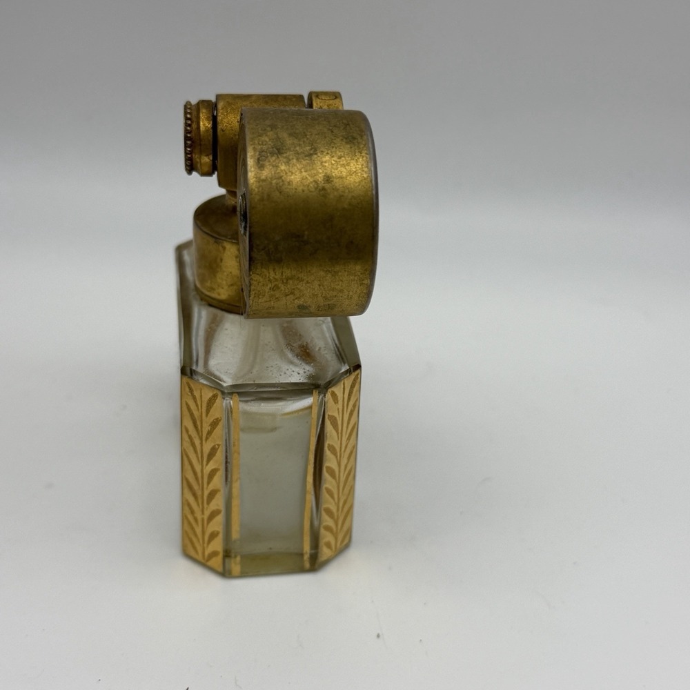 Marcel Franck Gold Gilt Glass Perfume Bottle with Atomizer - Made in France - Picture 3 of 7